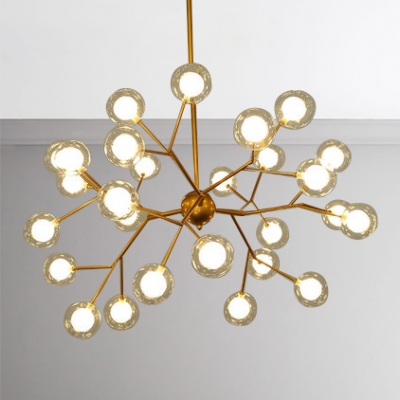 Antique Brass Multi Light LED Chandelier in Post Modern Style Decorative Bubbly Lights for