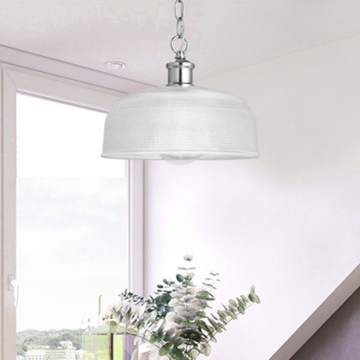 Modern Pendant Single Light with Dome Shade Clear Glass in Chrome for Bedroom Living Room