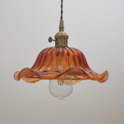 Radial Shade Yellow Glass Pendant 1 Light LED in Industrial Style for Clothes Stores Restaurant