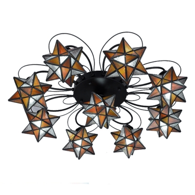 5+1/8+1 Lights Yellow Star Shaped Shade Ceiling Light in Casual Style for Kids Room Restaurant