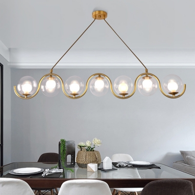 Exclusive Designers Lighting Brushed Brass 3/5/7 Light Chandelier Roller Pendant Light with Clear Glass Shade for Dining Room Kitchen Restaurant