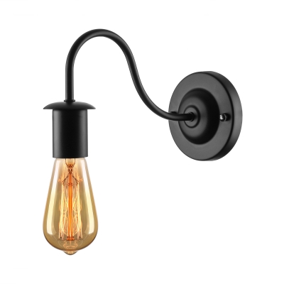 Industrial Gooseneck 1 Light Wall Sconce in Black for Stairs Hallway Balcony Farmhouse