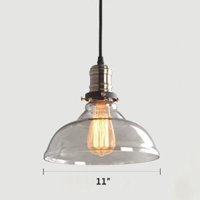 Industrial Style Pendant 1-Light Indoor Ceiling Fixture with Crystal Clear/Amber Glass Shade in Bronze Finish