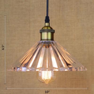 Single Light Industrial Crystal Glass Shade Bedroom Lighting Vintage Pendant