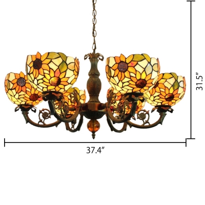 Sunflower Pattern Tiffany Style Stained Glass Lampshade 33