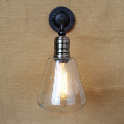1 Light Vintage Bronze LED Wall Sconce with Clear Glass Shade