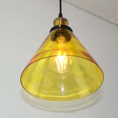 Modern Hanging Pendant 1 Light Cone Shape Glass for Bar Restaurant, in Brass