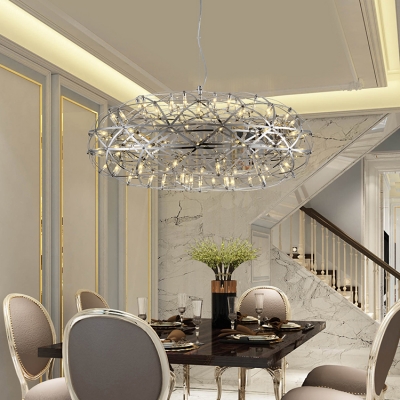 Modern Pendant Light in Chrome LED Warm White Stainless Steel ZAFU Chandelier for Bedroom Living Room Bar Height Adjustable