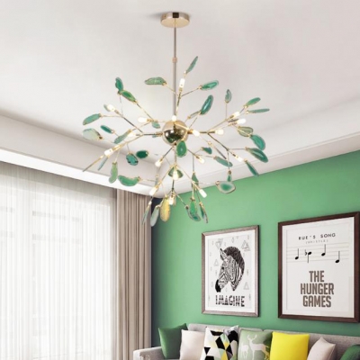 Post Modern Designers Lighting Agate LED Chandeliers Green Creative Led Lights for Kids Room