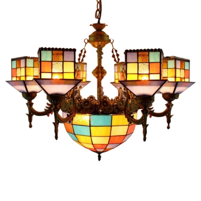 Rustic Style 7-Light Multicolored House Designed Chandelier with Center Bowl