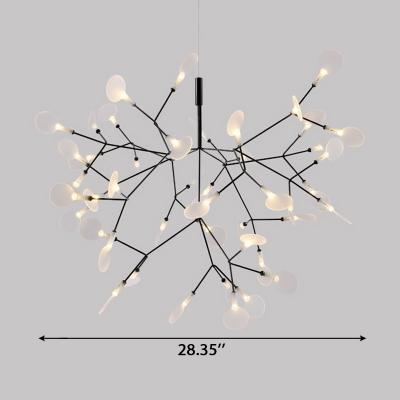 Nordic Style Heracleum II Chandelier 30/45/63 Light 9/15/20W High Bright Home Decorative LED Firefly Pendant Lights in Black Finish