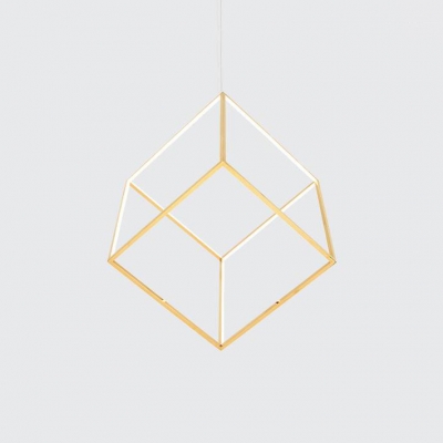 Post Modern Ultra Thin Geometric Pendant Lighting 3000K Gold LED Square Chandelier for Cafe Restaurant 11