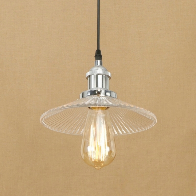 Single Ceiling Pendant Lighting LED Vintage Style with Clear Prismatic Glass Saucer Shape for Hallway Stairs