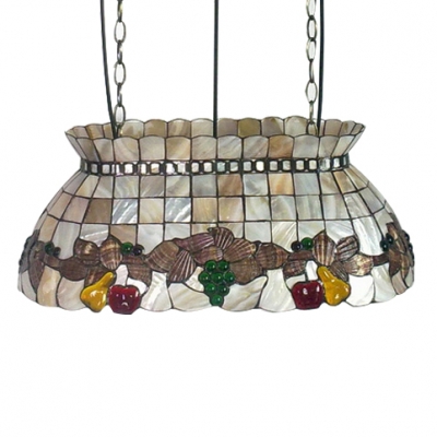 21.65-in Wide Fruit Theme Natural Shell Billiards Light in Rustic Style with Adjustable Chain