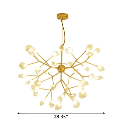 Clear Glass LED Firefly Chandelier 27/36/45 Light Height Adjustable Brass Heracleum Chandeliers for Living Room Bedroom Restaurant 3 Sizes for Option
