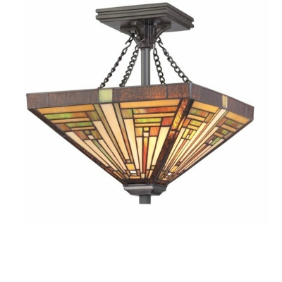 Craftsman Style 14 17 Wide Tiffany Pendant Light With Inverted