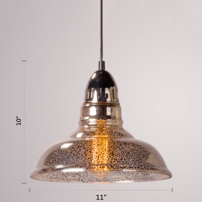 Industrial Hanging Pendant Light with Barn Shape Mercury Glass Shade for Indoor/Outdoor Lighting