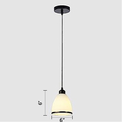 Industrial Pendant Light with Dome Glass Shade, White