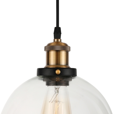Brass Finish Sphere Suspended Light Concise Industrial 1 Bulb Mini Pendant Light with Clear Glass