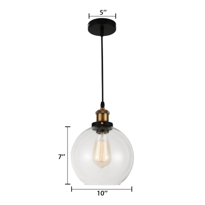 Brass Finish Sphere Suspended Light Concise Industrial 1 Bulb Mini Pendant Light with Clear Glass