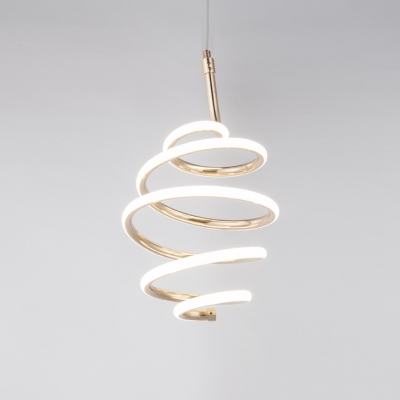 Post Modern Mini Swirl LED Pendant Lighting 47W High Output Curl Chandelier in Gold for Kitchen Bar Cafe