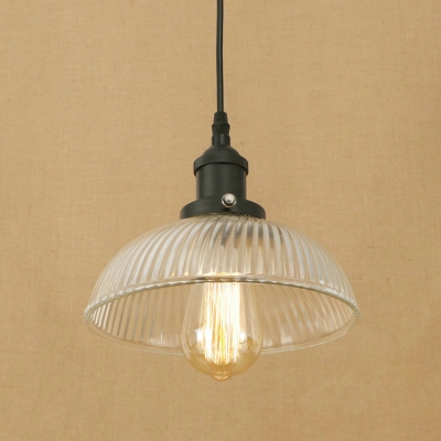 Swirl Glass Dome Mini Pendant Lamp Loft Style 1 Light Suspension Light in Black/Brass for Restaurant