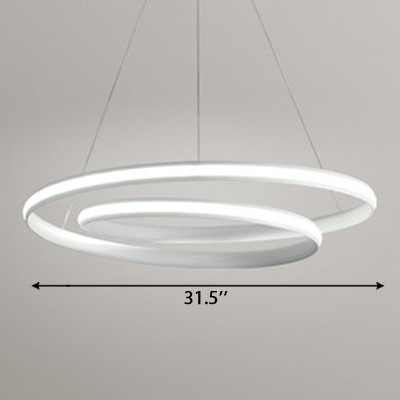 Height Adjustable White Aluminum LED Pendant Lighting 47/65W 3000/6500K LED Warm White Light in Acrylic for Dining Room Bar Restaurant