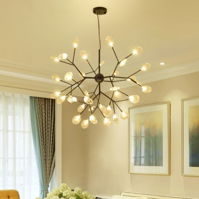 Metal and Clear Glass LED Heracleum Chandeliers in Black LED Warm White Light 27/36/45 Head Home Decoration LED Pendant Lights
