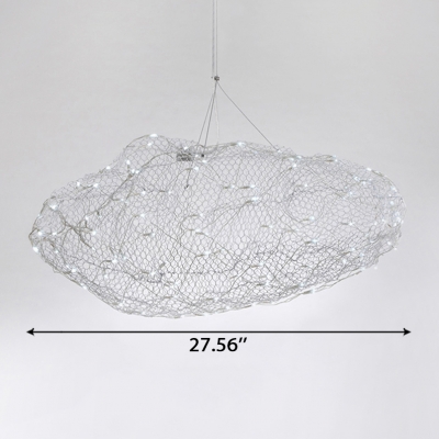Modern Decorative Lighting LED Warm White Light Metal Mesh Pendant Light in White Finish for Stores Cafe Restaurant 5 Sizes for Option