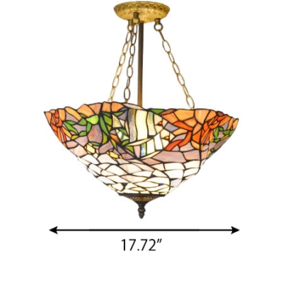 Nautical Style Tropical Fish Bowl Shade Tiffany Pendant Light for Living Room 17.72