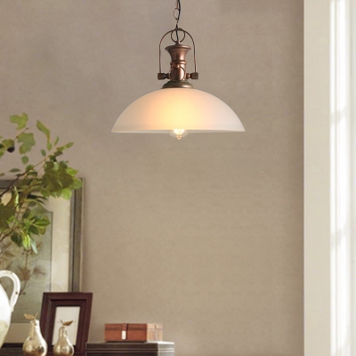 White Dome Shade in Rust for Cafe Restaurant Hanging Pendant Lighting