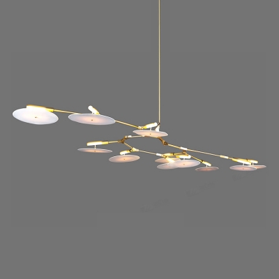 15/27/33W G9 Light Modern LED Branching Chandelier in Gold 5/9/11 Light Multi Metal Disc Chandeliers for Living Room Restaurant Bar
