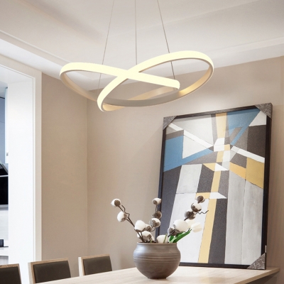 Modern Style Ambient Warm White Light 58W LED Aluminum Twisted Chandelier 23.62