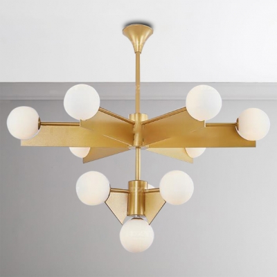 Post Modern Designers Lighting Brass LED Chandelier 10/18 Light Frosted Glass Ball Chandelier for Living Room