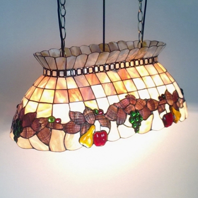 21.65-in Wide Fruit Theme Natural Shell Billiards Light in Rustic Style with Adjustable Chain