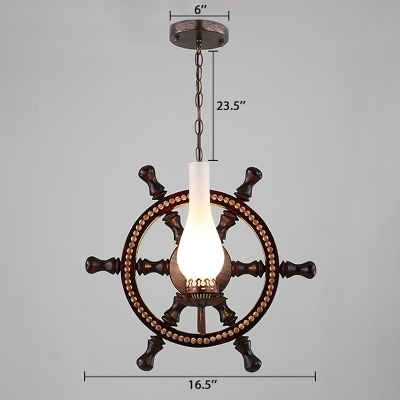 Dark Bronze Anchor 2 Light Chandelier in Nautical Style for Restaurant Farmhouse Foyer