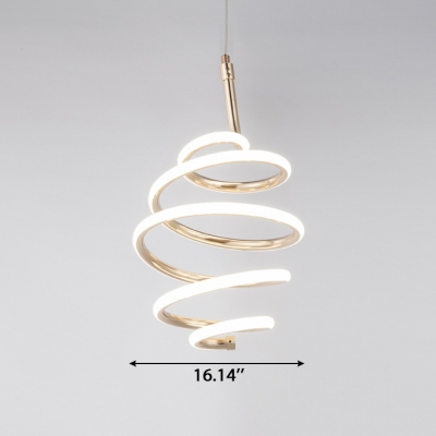 Post Modern Mini Swirl LED Pendant Lighting 47W High Output Curl Chandelier in Gold for Kitchen Bar Cafe