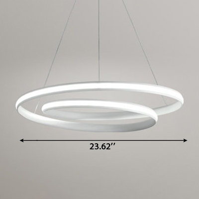 Height Adjustable White Aluminum LED Pendant Lighting 47/65W 3000/6500K LED Warm White Light in Acrylic for Dining Room Bar Restaurant