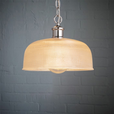 Modern Pendant Single Light with Dome Shade Clear Glass in Chrome for Bedroom Living Room