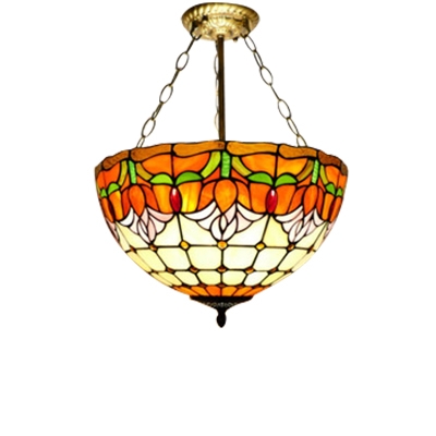 12/14 Inch Wide Gorgeous Tulip Pattern Bowl Shade Pendant Lighting Fixture for Living Room Dining Room