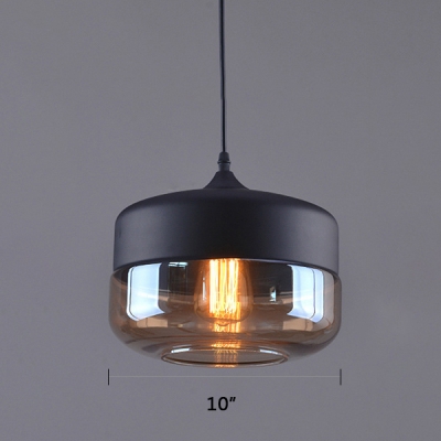 Amber Glass Hanging Pendant 1 Light in Vintage Style for Cafe Restaurant (2 Designs for Choice)