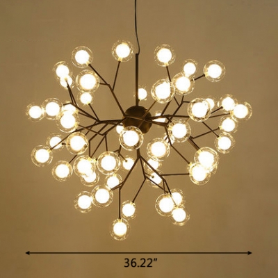 Contemporary Light Fixture 9/27/36/45/54/63 Light LED Modo Chandelier in Black 27W-192W Frosted Globe Chandelier for Living Room Restaurant Cafe