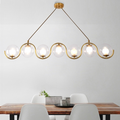 Exclusive Designers Lighting Brushed Brass 3/5/7 Light Chandelier Roller Pendant Light with Clear Glass Shade for Dining Room Kitchen Restaurant