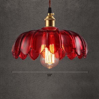 Country Style Red Glass Fl Shade, Red Glass Pendant Lamp