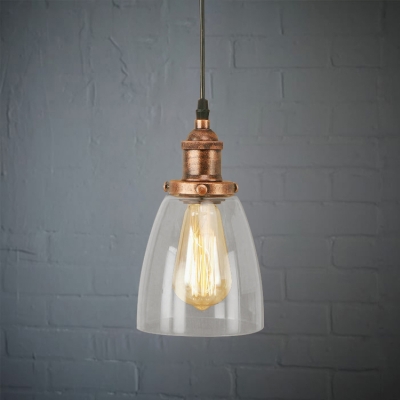 Industrial Style Mini Pendant 1 Light with Conical Shade Clear Glass in Rust for Hallway Warehouse