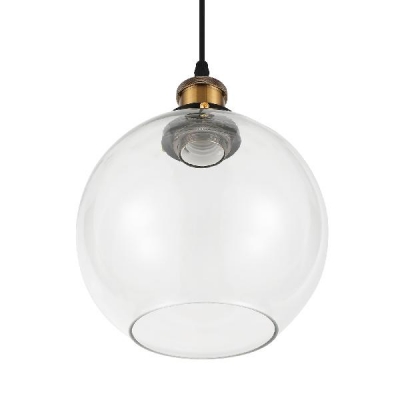 Industrial Style Orb Hanging Light Clear Glass Single Head Drop Ceiling Lighting in Bronze for Kitchen