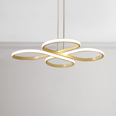 LED Accent Lights for Restaurant Dining Room Cafe LED Acrylic 4 Ring Chandelier in Gold Modern Petal Pendant Lighting