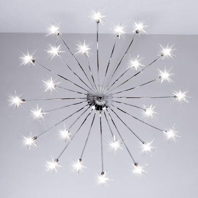 Post Modern Bedroom Restaurant Cafe LED Star Pendant Light Chrome Meteor Shower Chandelier for Bedroom Restaurant Cafe