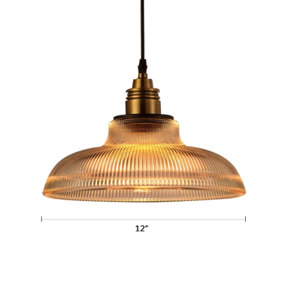 Vintage Style Hanging Pendant 1 Light with Pot Cover Clear Glass in Brass Finish for Dining Room Clothes Stores