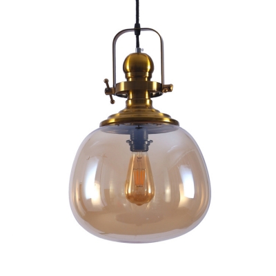 Amber Glass Bottle Ceiling Pendant Retro Style 1 Light Hanging Light Fixture in Gold for Cafe Restaurant